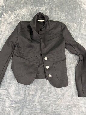 DKNY Jeans Womens Black Petite Three Button Blazer Jacket Size S